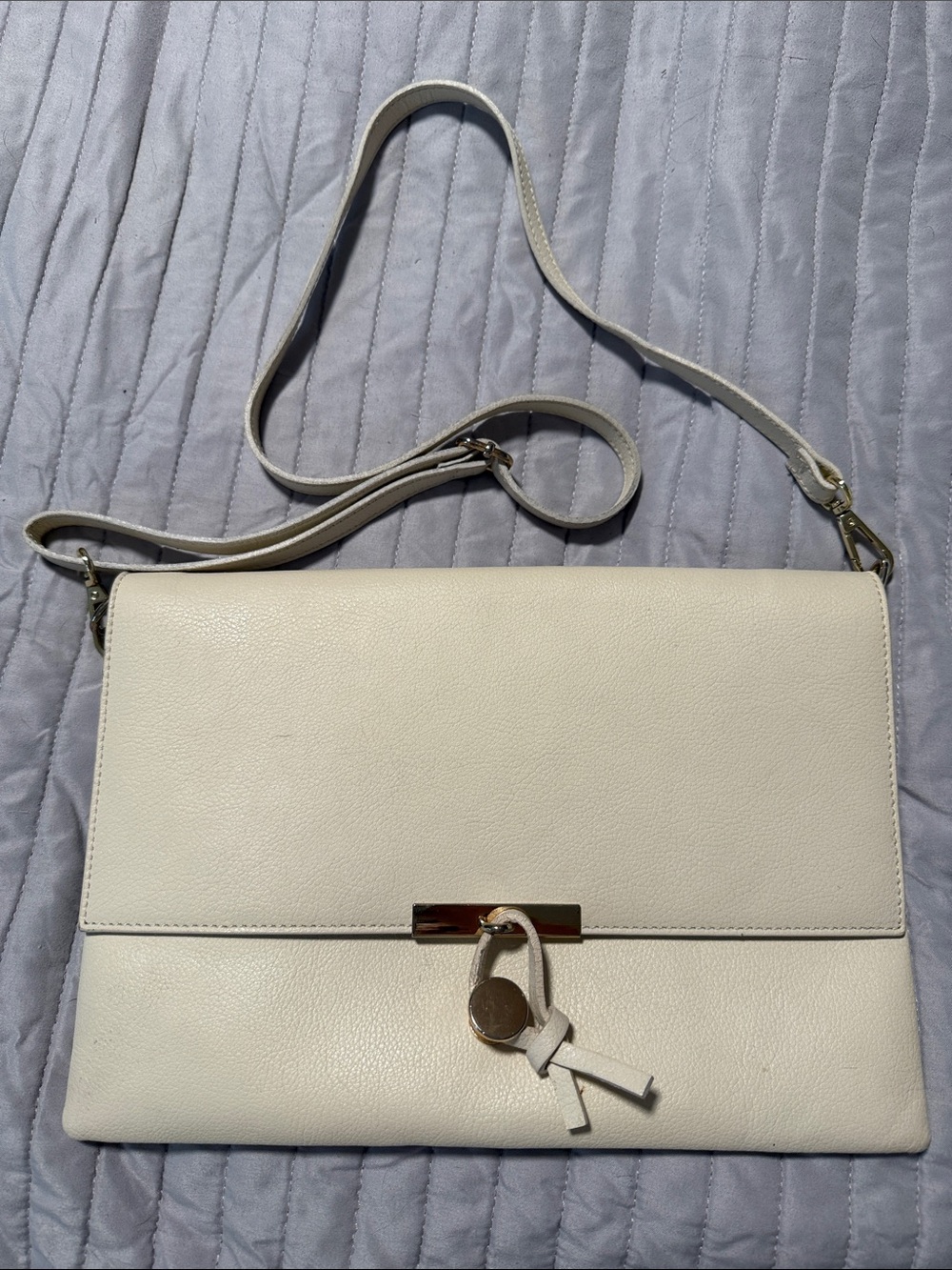 White Leather Crossbody Bag made in Italy